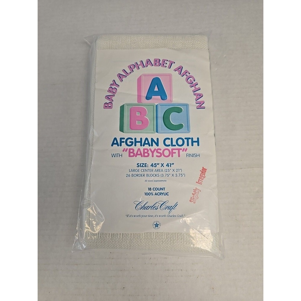 Charles Craft Baby Alphabet Afghan Cloth For Embroidery Babysoft Finish 45x41"